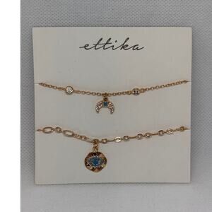 NEW ETTIKA REVOLVE Gold-Tone Rolo Chain Pendant Necklaces Lot Of 2